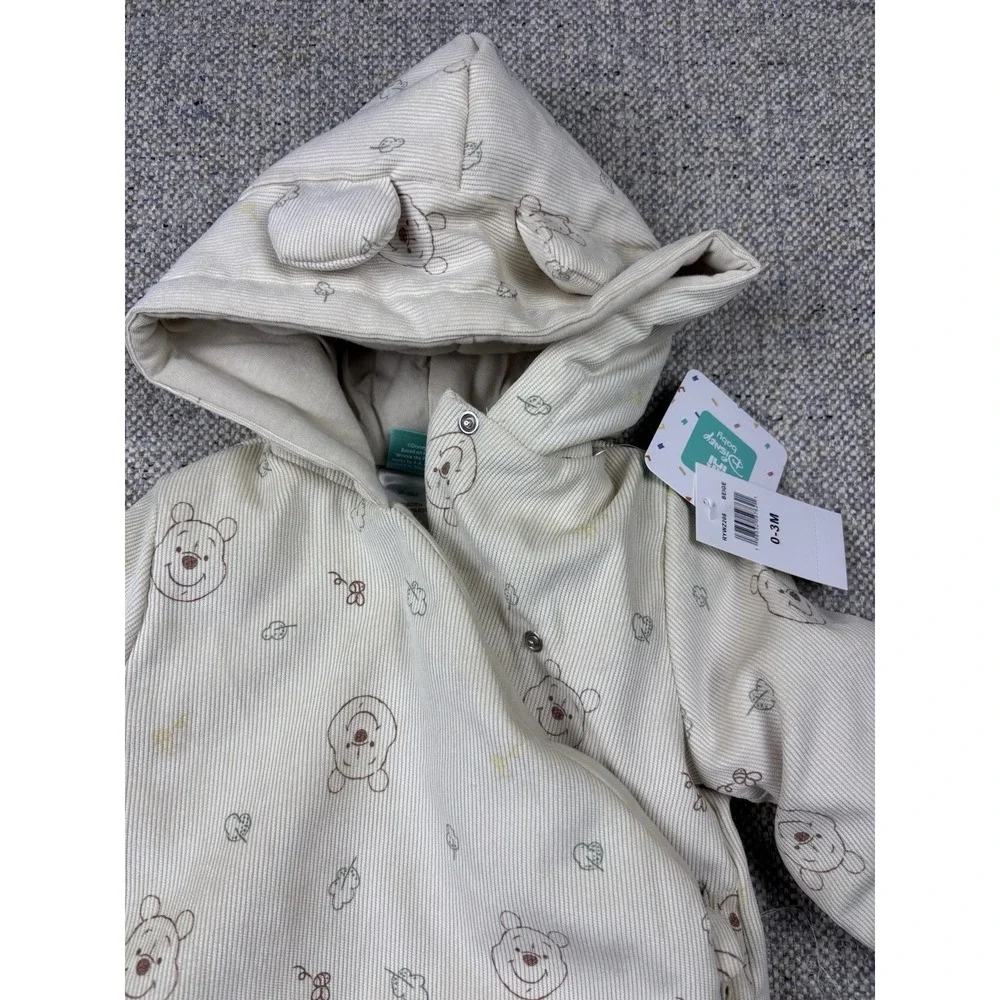 Disney Baby Winnie the Pooh Hooded Pram Suit Snowsuit Bunting Cream Ivory 0-3M